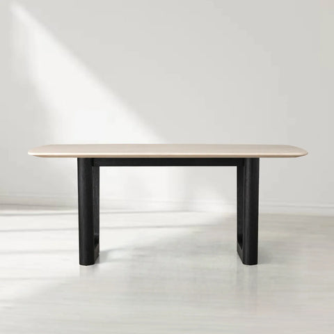 Saint Germain Rectangular Marble Top Dining Table with Rennes Base