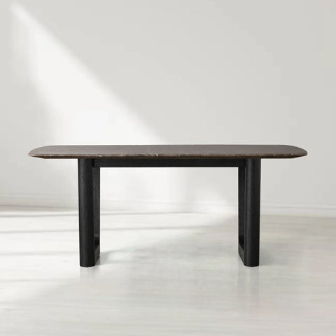 Saint Germain Rectangular Marble Top Dining Table with Rennes Base