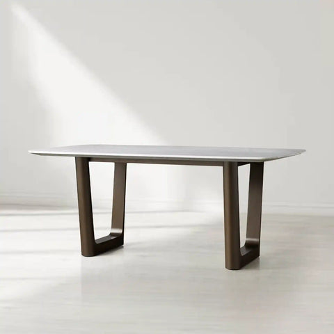 Saint Germain Rectangular Marble Top Dining Table with Rennes Base