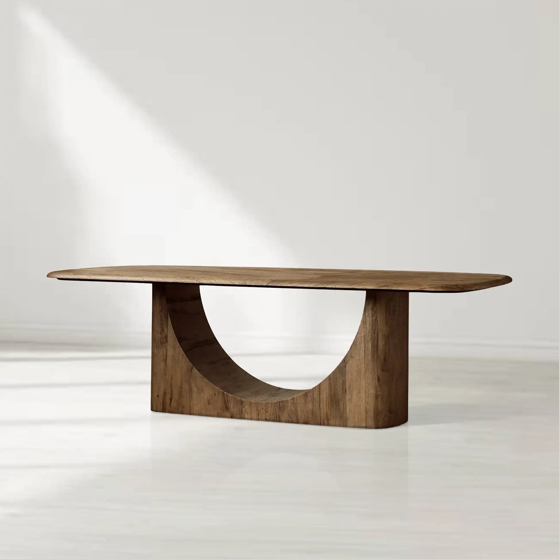 San Rafael Rectangular Wood Dining Table with Sculpted Base