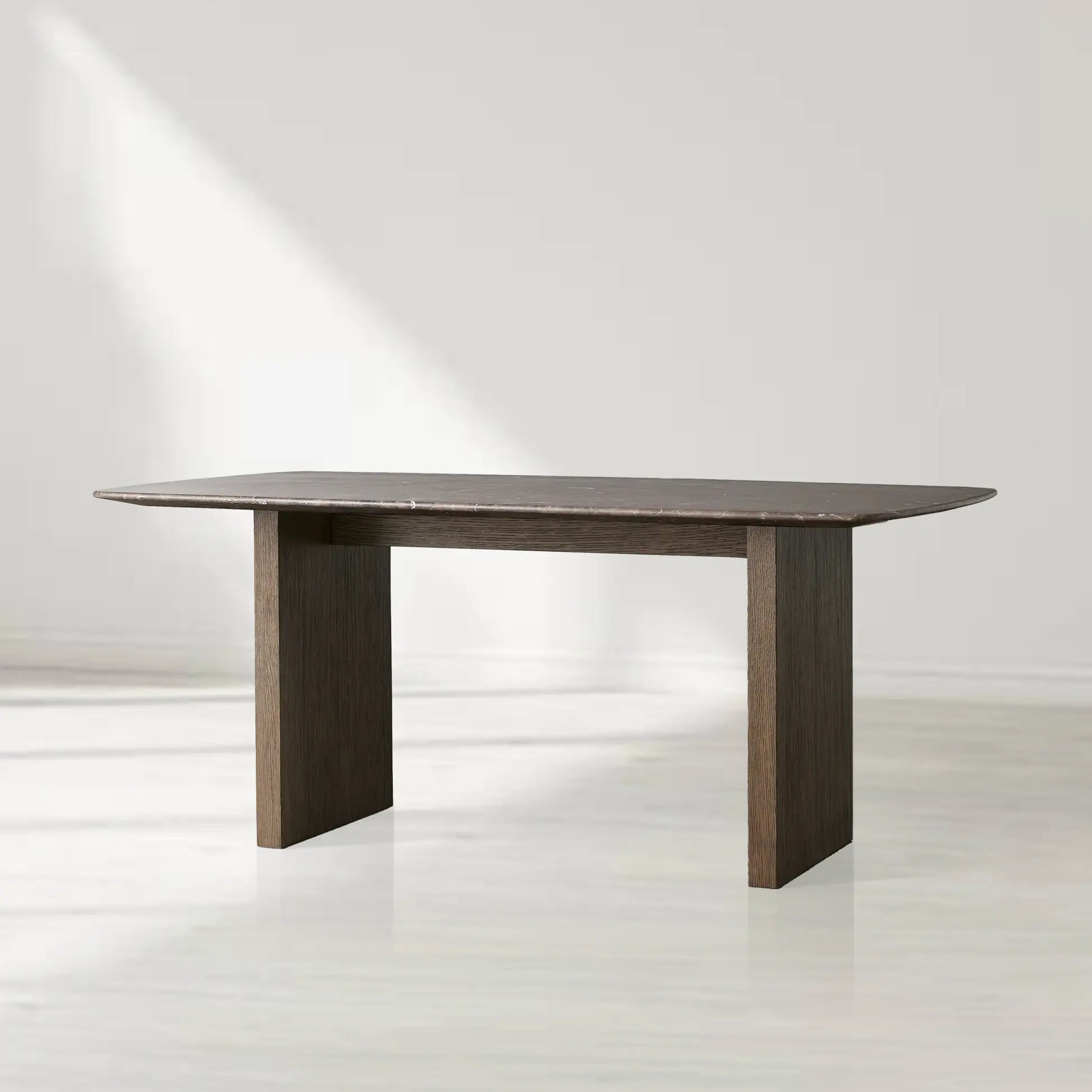 Saint Germain Rectangular Marble Top Dining Table with Clement Wood Base