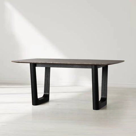 Saint Germain Rectangular Marble Top Dining Table with Rennes Base