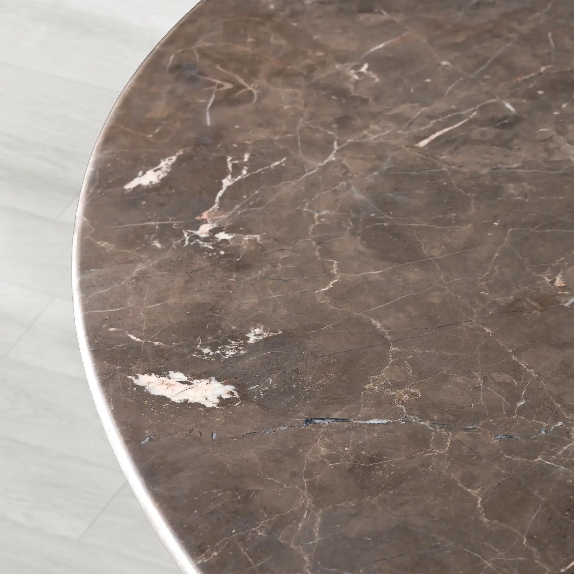 Saint Germain Round Stone Top Dining Table with Clement Wood Base