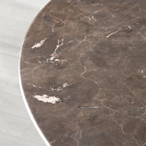 Saint Germain Round Stone Top Dining Table with Clement Wood Base