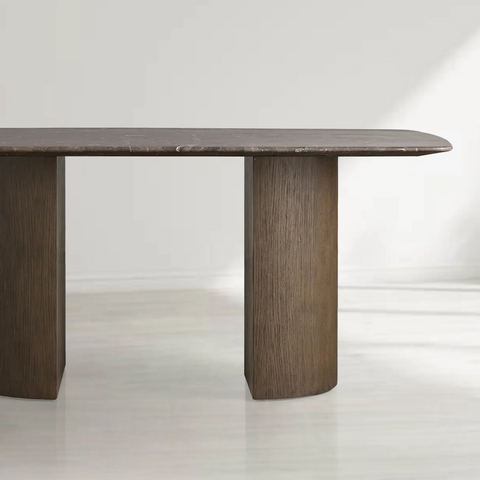 Saint Germain Rectangular Marble Top Dining Table with Dauphine Base