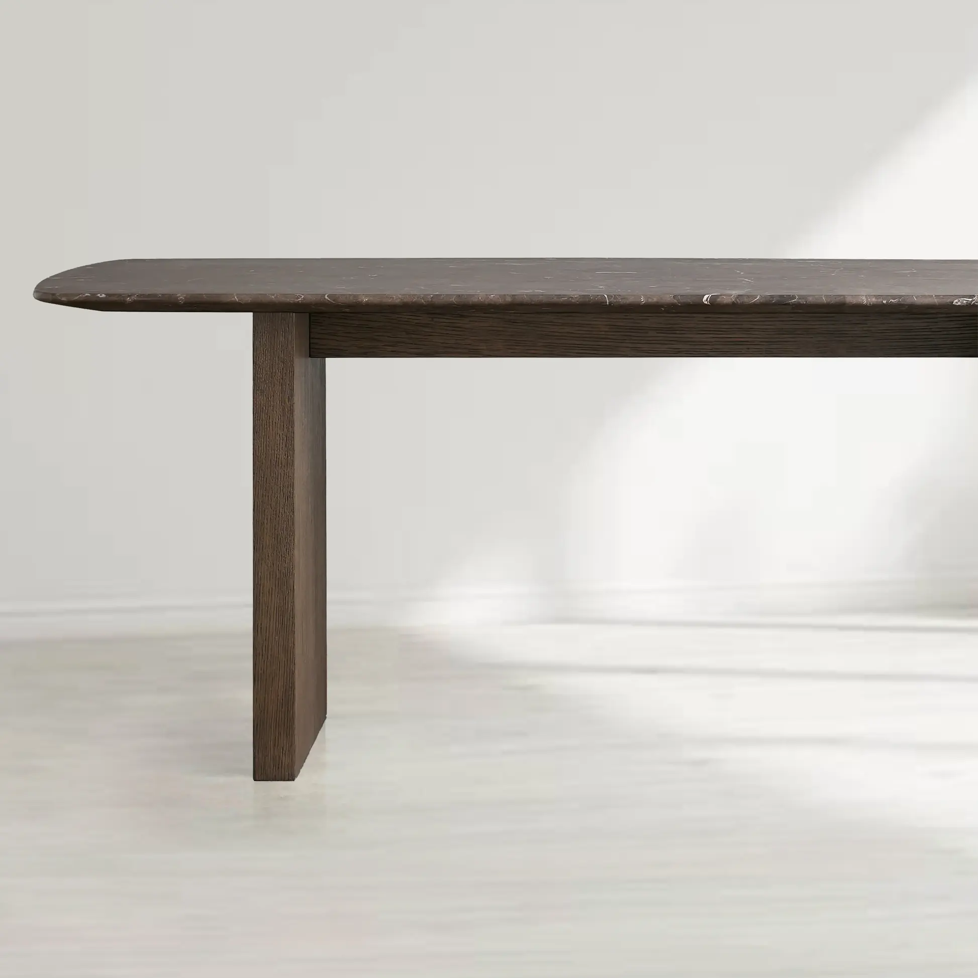 Saint Germain Rectangular Marble Top Dining Table with Clement Wood Base