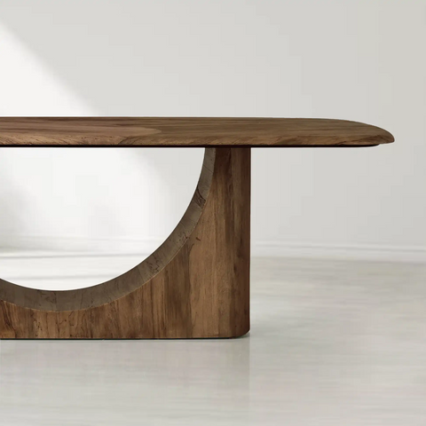 San Rafael Rectangular Wood Dining Table with Sculpted Base