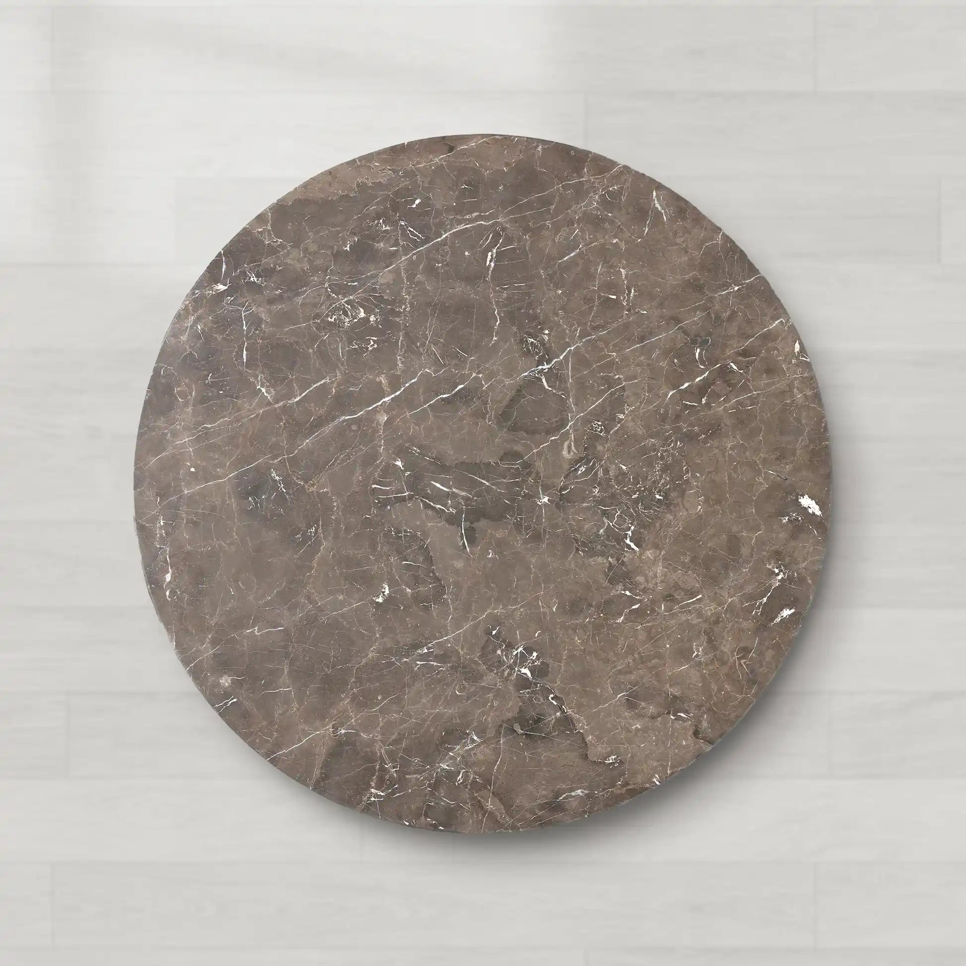 Saint Germain Round Stone Top Dining Table with Clement Wood Base