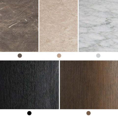 Saint Germain Round Stone Top Dining Table with Clement Wood Base