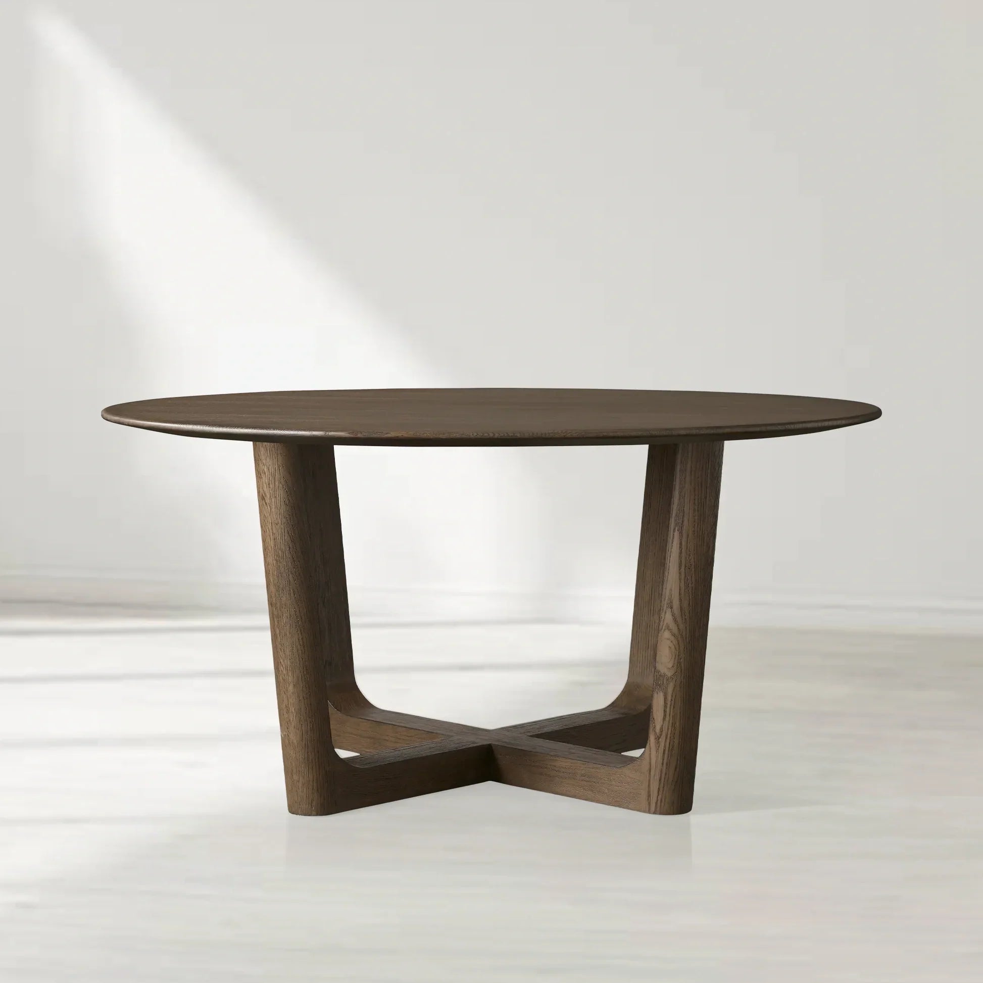 Saint Germain Round Oak Wood Dining Table with Rennes Base