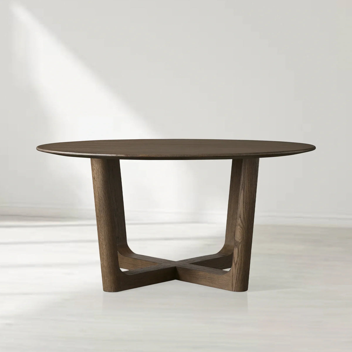 Saint Germain Round Oak Wood Dining Table with Rennes Base