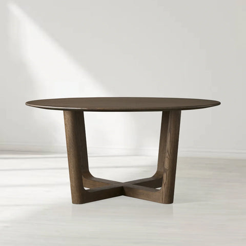 Saint Germain Round Oak Wood Dining Table with Rennes Base