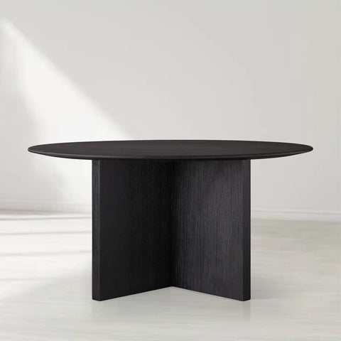 Saint Germain Round Oak Wood Dining Table with Clement Base