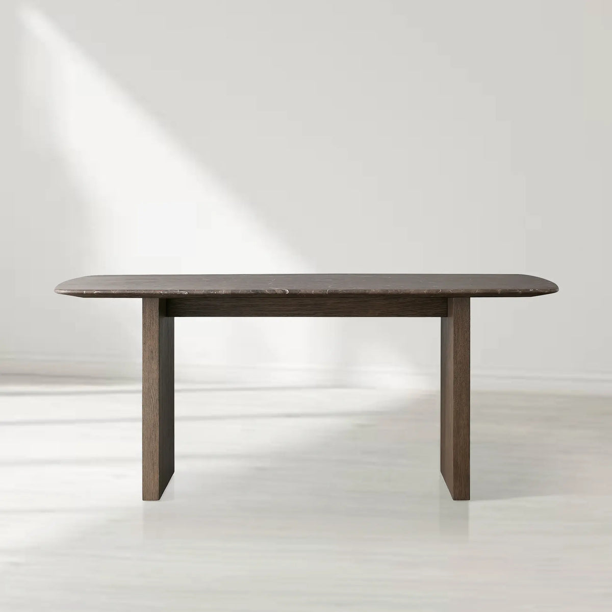 Saint Germain Rectangular Marble Top Dining Table with Clement Wood Base