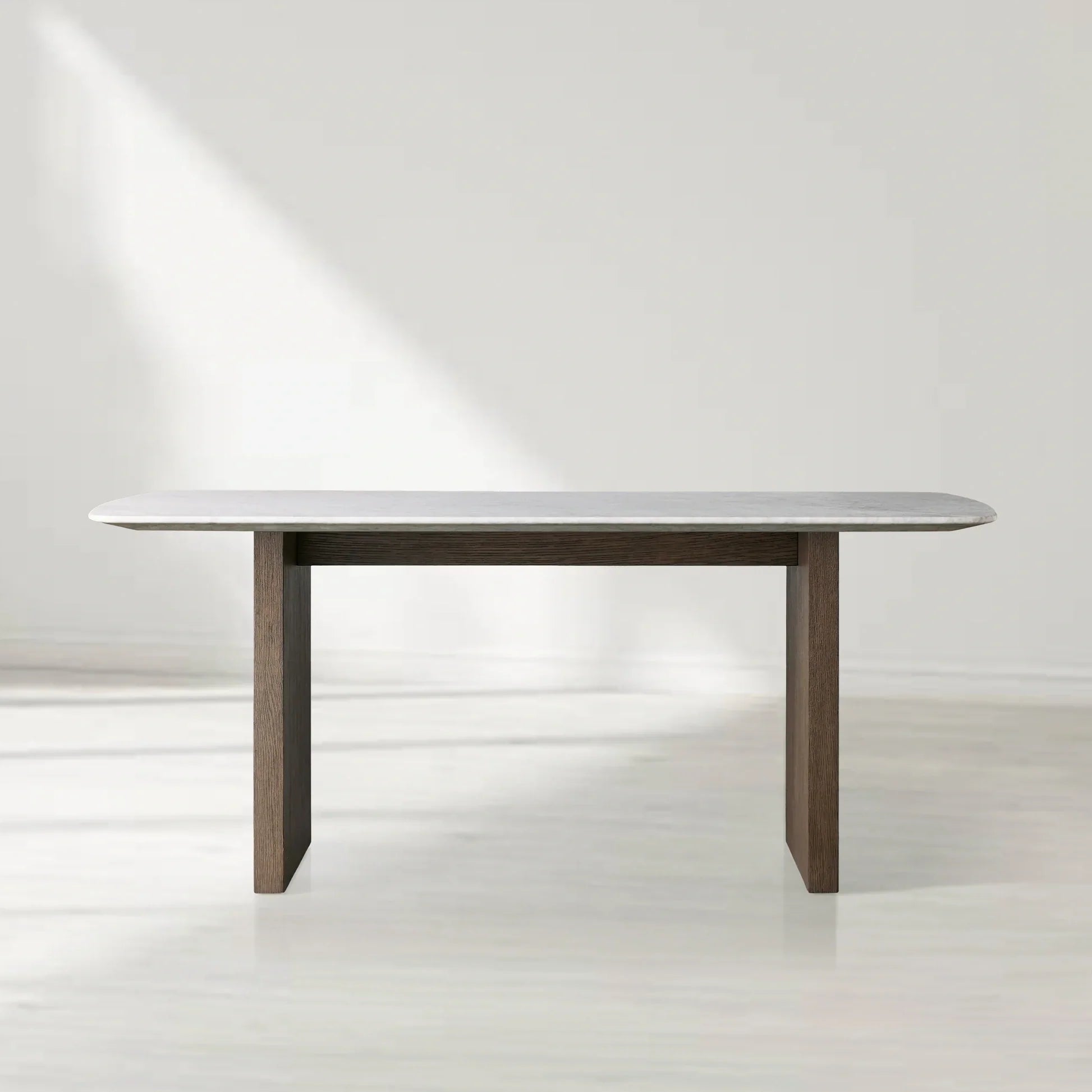 Saint Germain Rectangular Marble Top Dining Table with Clement Wood Base
