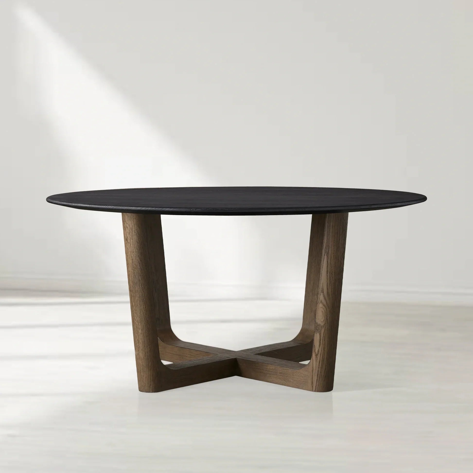 Saint Germain Round Oak Wood Dining Table with Rennes Base
