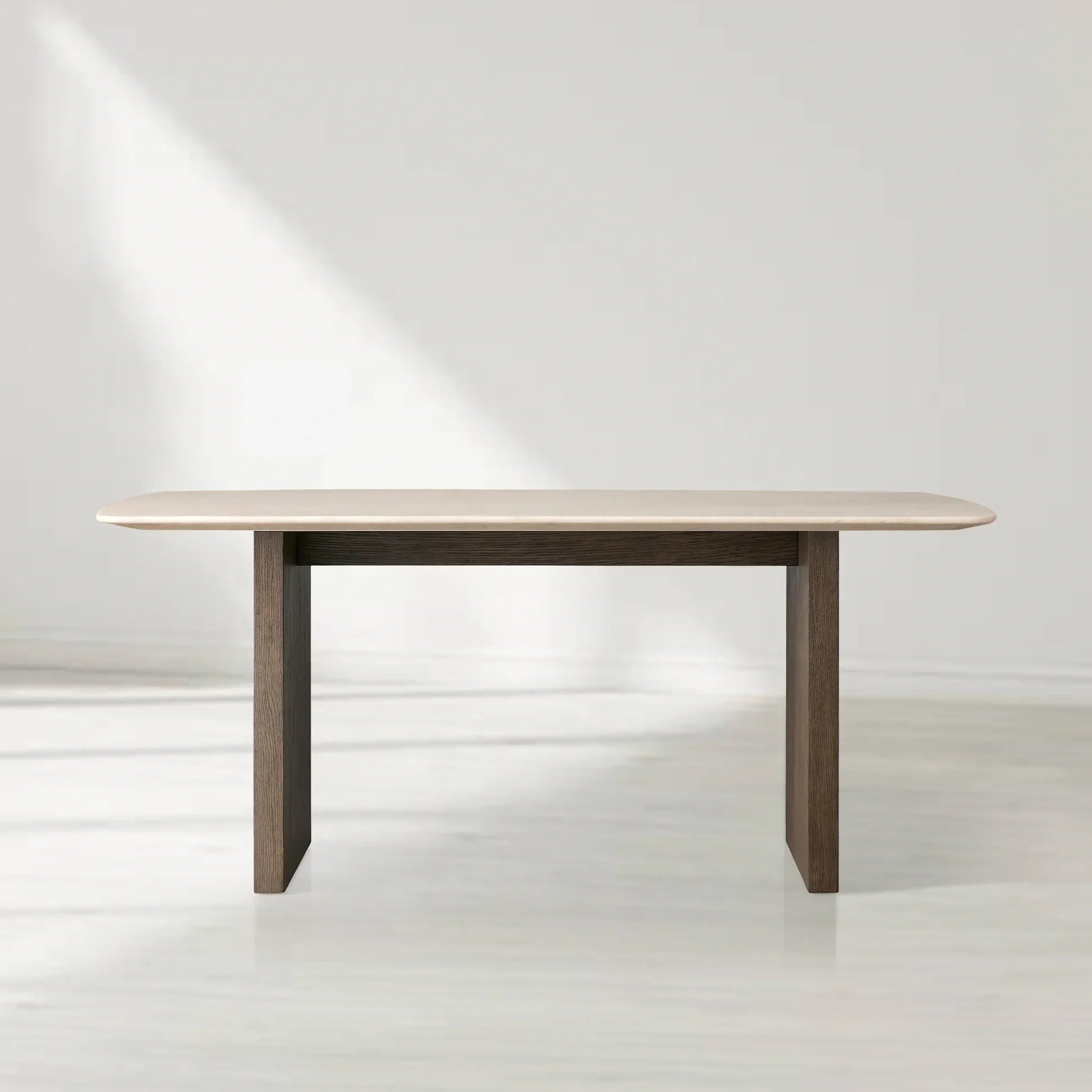 Saint Germain Rectangular Marble Top Dining Table with Clement Wood Base
