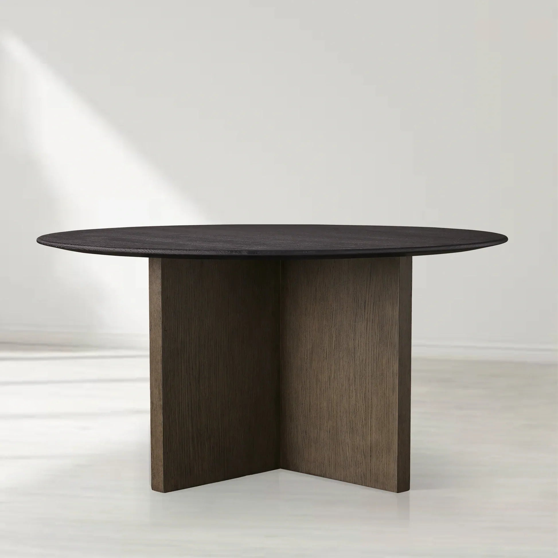 Saint Germain Round Oak Wood Dining Table with Clement Base
