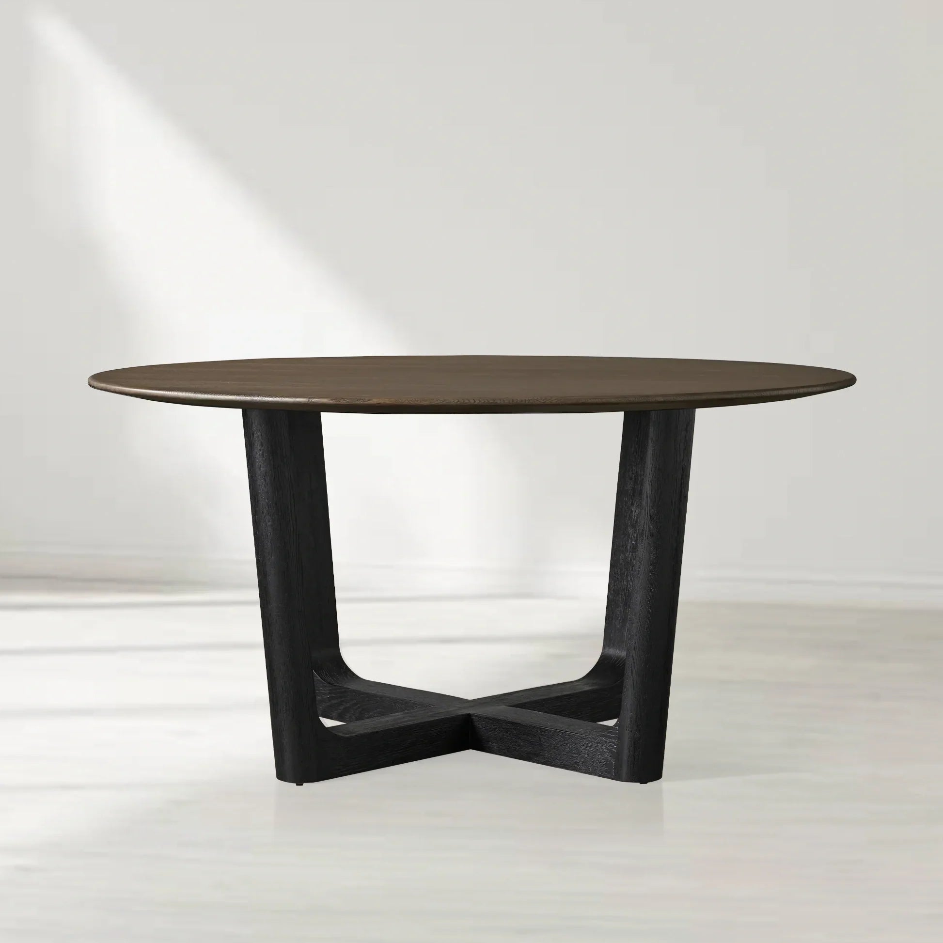 Saint Germain Round Oak Wood Dining Table with Rennes Base