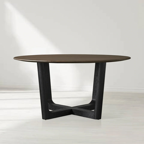 Saint Germain Round Oak Wood Dining Table with Rennes Base