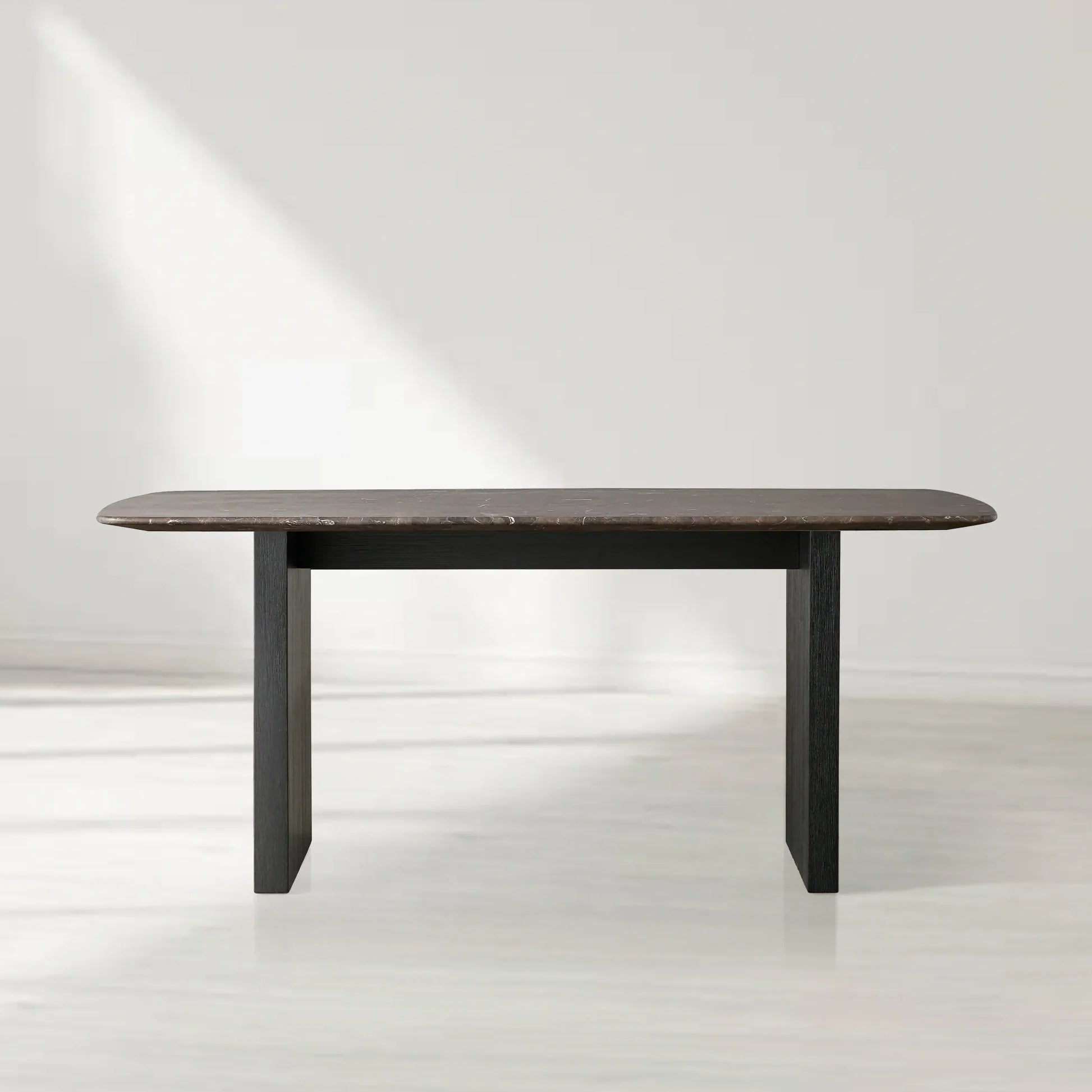 Saint Germain Rectangular Marble Top Dining Table with Clement Wood Base