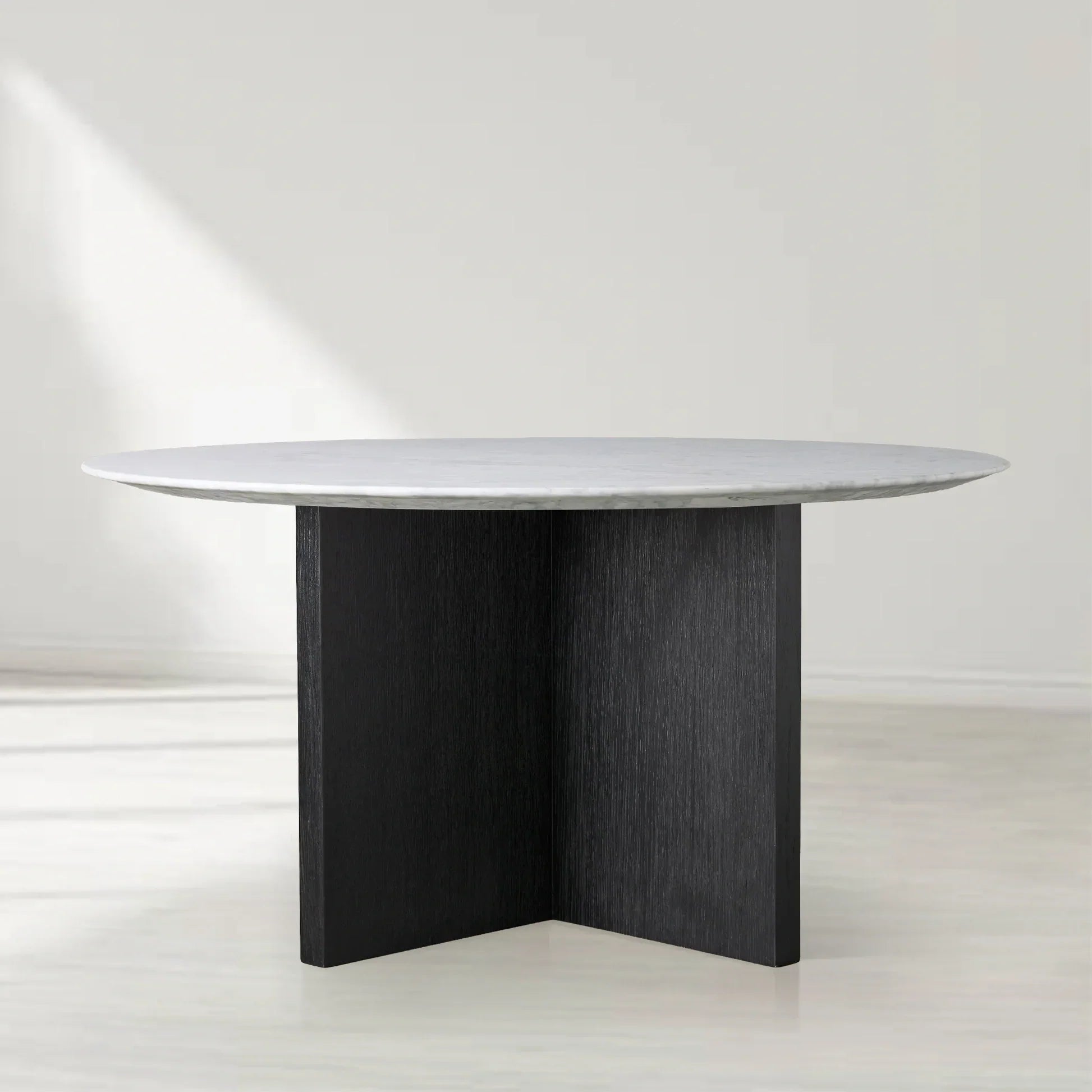 Saint Germain Round Stone Top Dining Table with Clement Wood Base