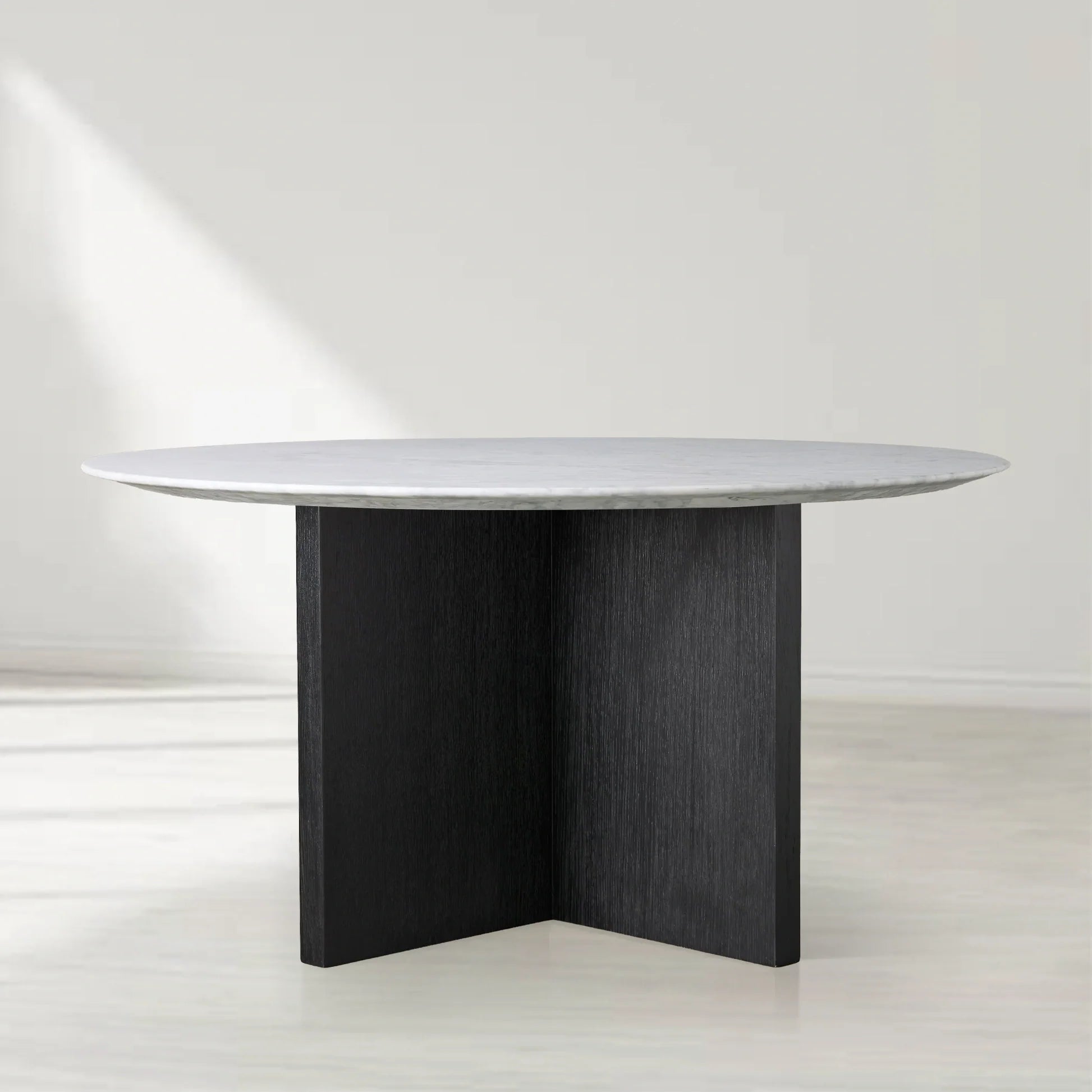 Saint Germain Round Stone Top Dining Table with Clement Wood Base