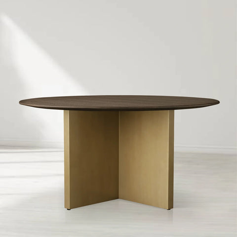 Saint Germain Round Wood Dining Table with Clement Base Design