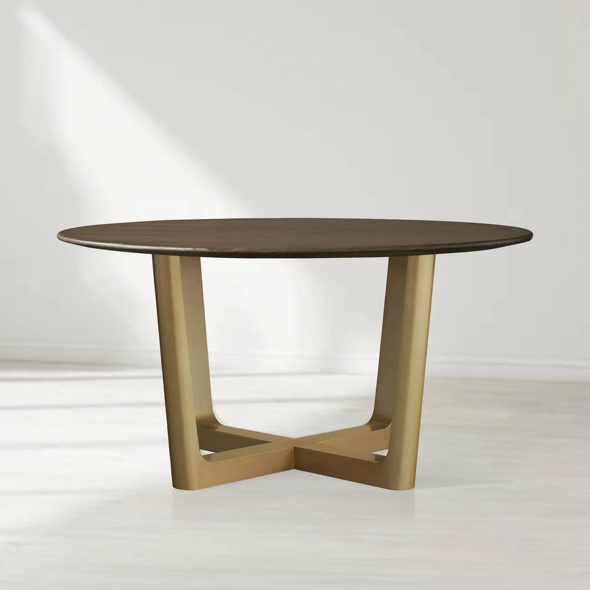 Saint Germain Round Oak Wood Dining Table with Rennes Base