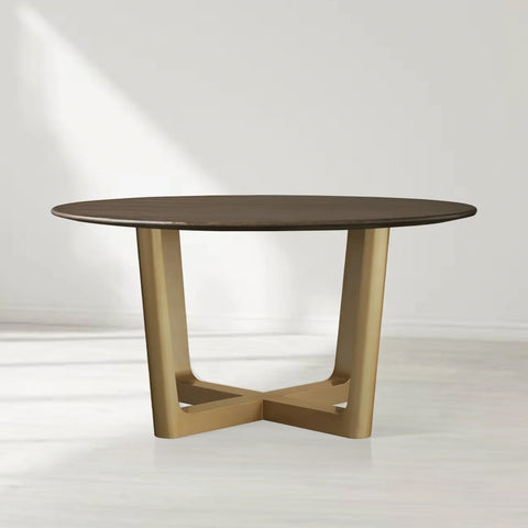 Saint Germain Round Oak Wood Dining Table with Rennes Base