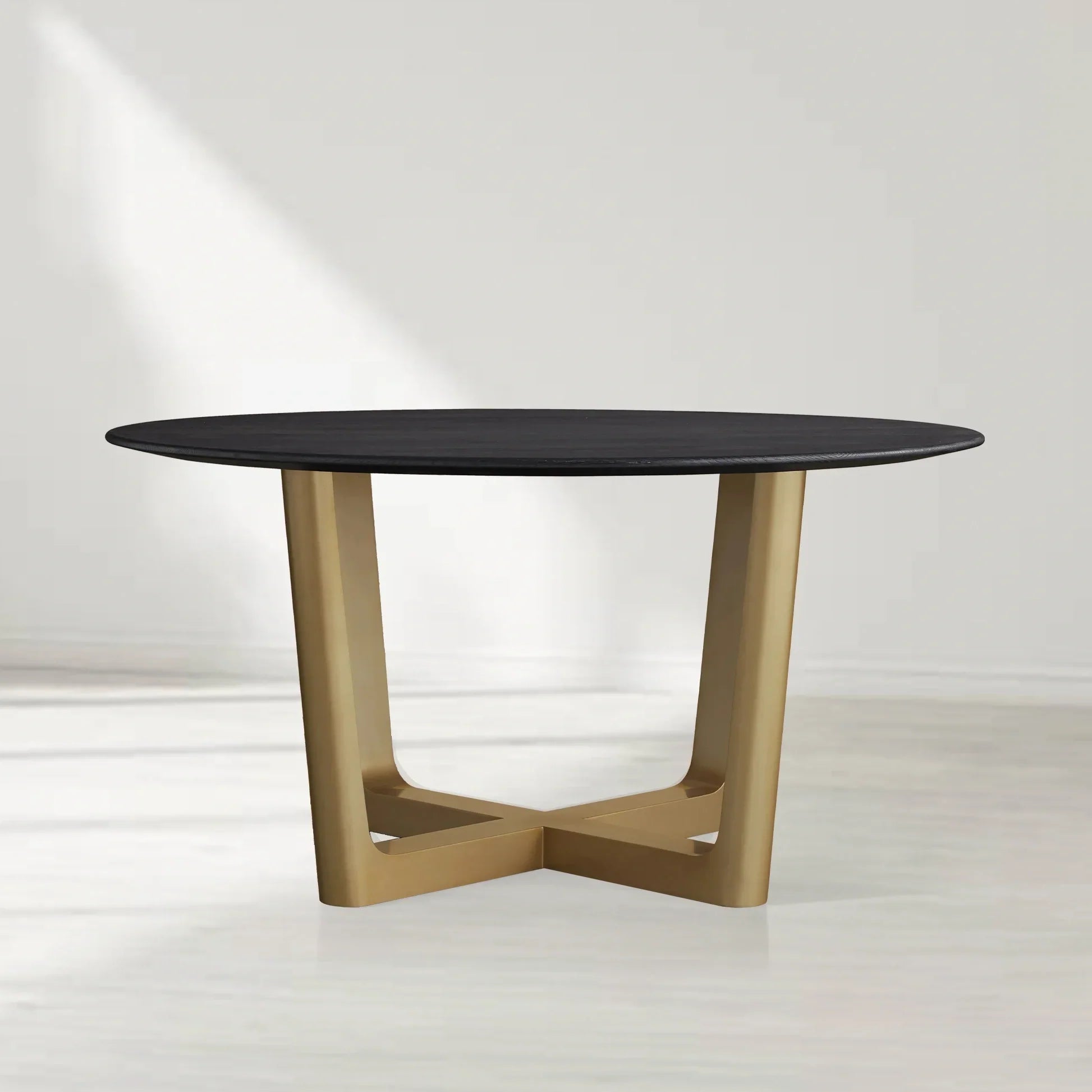 Saint Germain Round Oak Wood Dining Table with Rennes Base