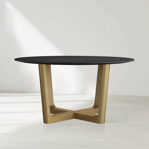 Saint Germain Round Oak Wood Dining Table with Rennes Base