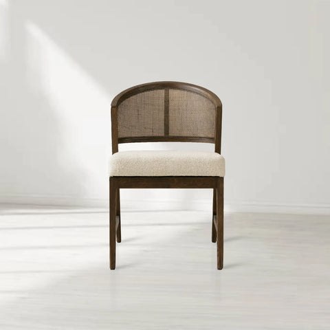 Aimee Dining Side Chair with Oak Wood Frame and Rattan Cane Back
