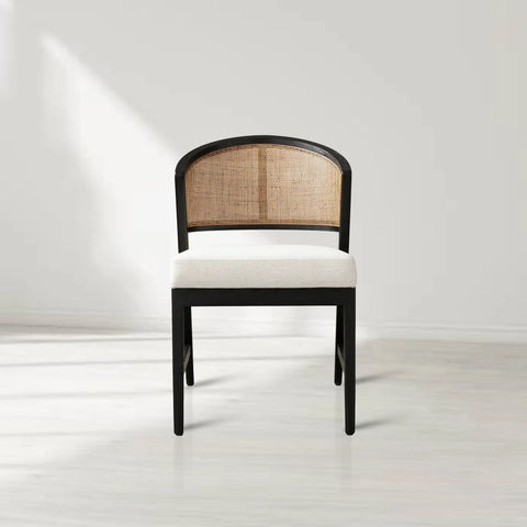 Aimee Dining Side Chair with Oak Wood Frame and Rattan Cane Back
