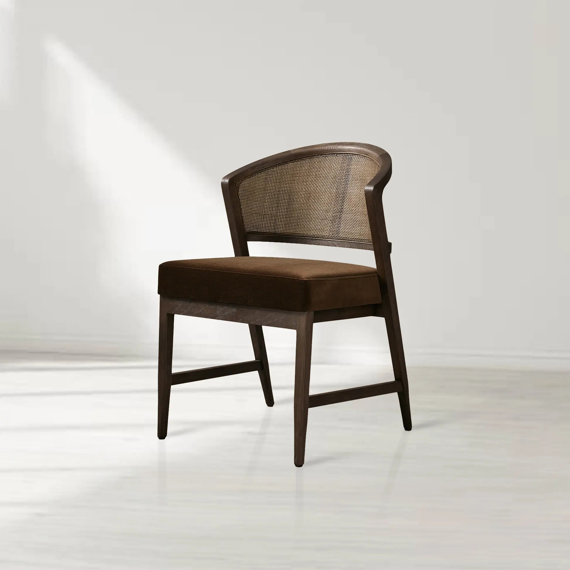 Aimee Dining Side Chair with Oak Wood Frame and Rattan Cane Back