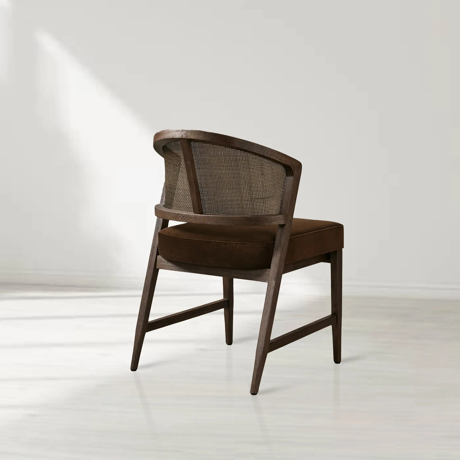 Aimee Dining Side Chair with Oak Wood Frame and Rattan Cane Back