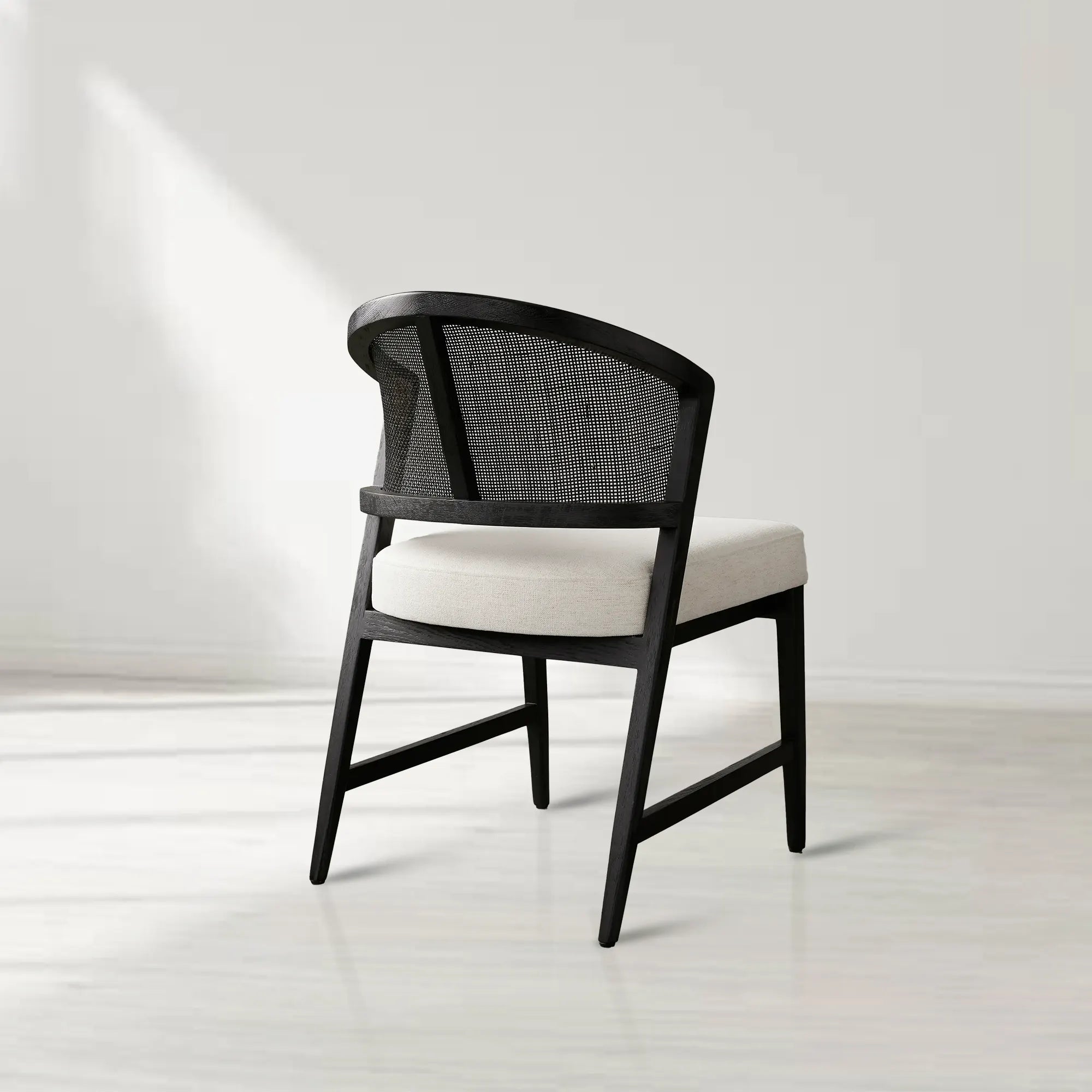 Aimee Dining Side Chair with Oak Wood Frame and Rattan Cane Back