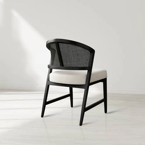 Aimee Dining Side Chair with Oak Wood Frame and Rattan Cane Back