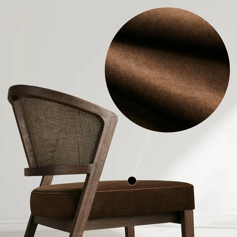 Aimee Dining Side Chair with Oak Wood Frame and Rattan Cane Back