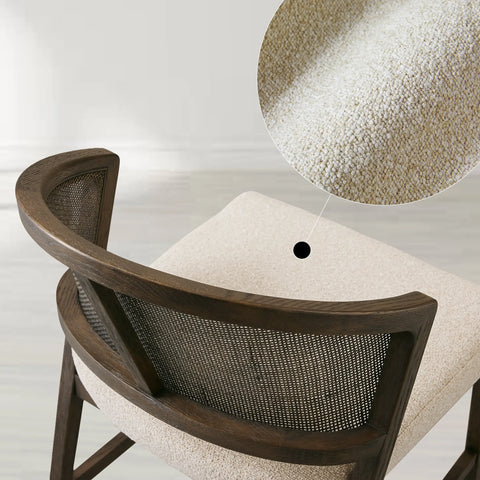 Aimee Dining Side Chair with Oak Wood Frame and Rattan Cane Back