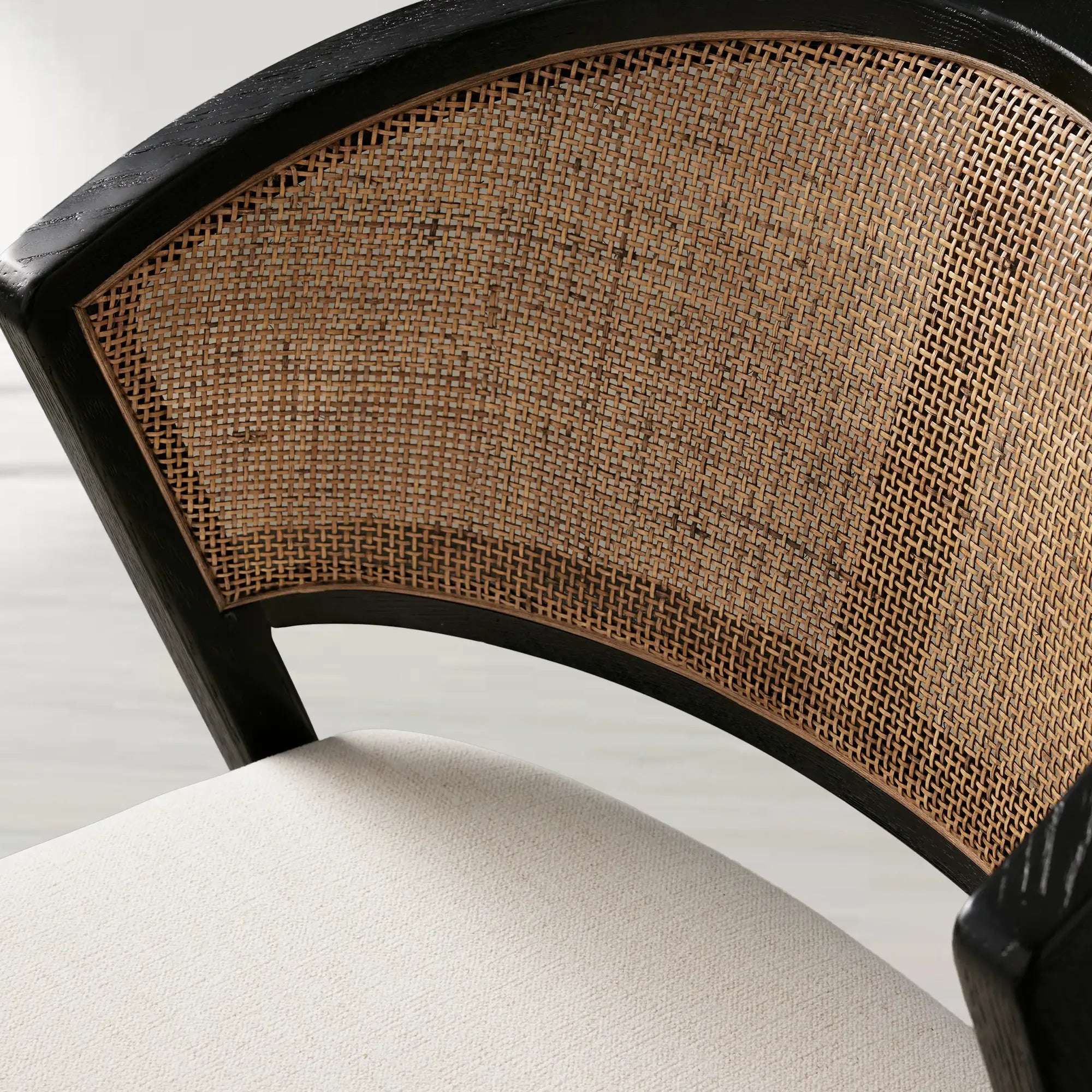 Aimee Dining Side Chair with Oak Wood Frame and Rattan Cane Back