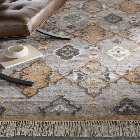Liora Grey Wool Dhurrie Rug