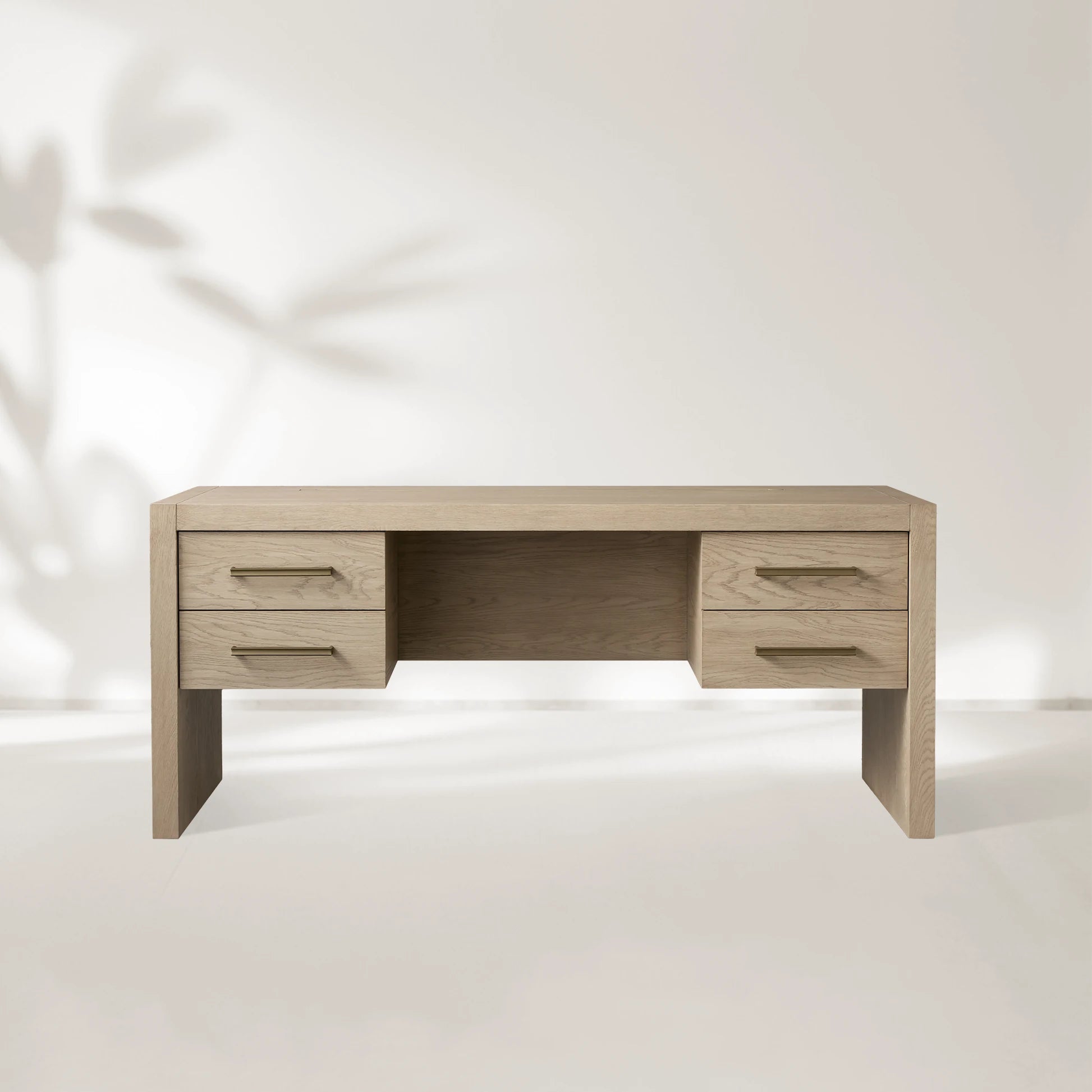 Bodhi Executive Desk Modern White Oak Office Desk With Storage Drawers