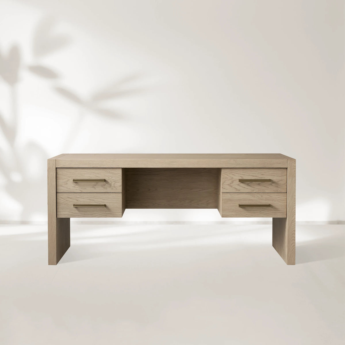 Bodhi Executive Desk Modern White Oak Office Desk With Storage Drawers