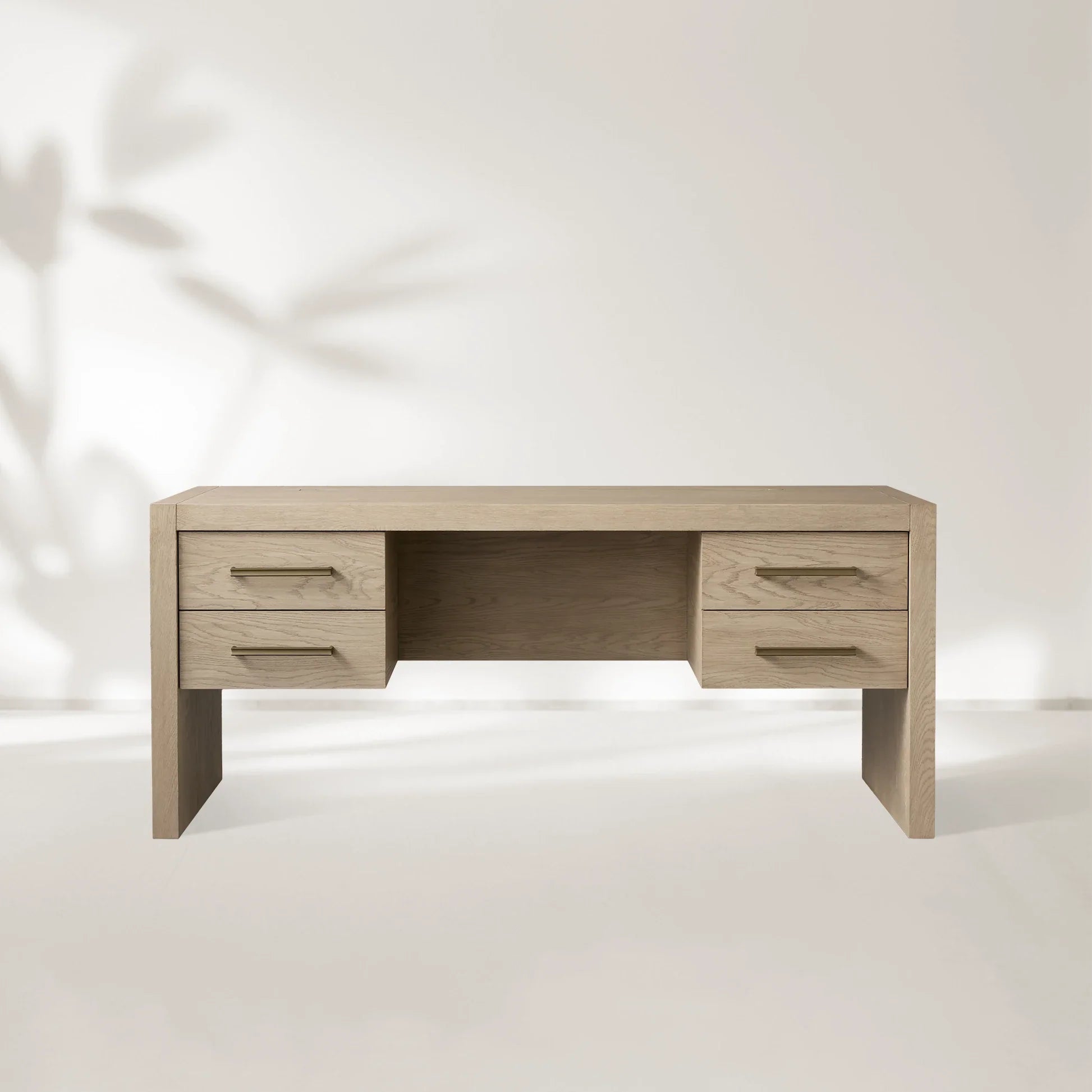 Bodhi Executive Desk Modern White Oak Office Desk With Storage Drawers