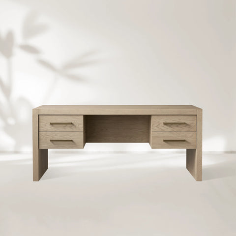 Bodhi Executive Desk Modern White Oak Office Desk With Storage Drawers