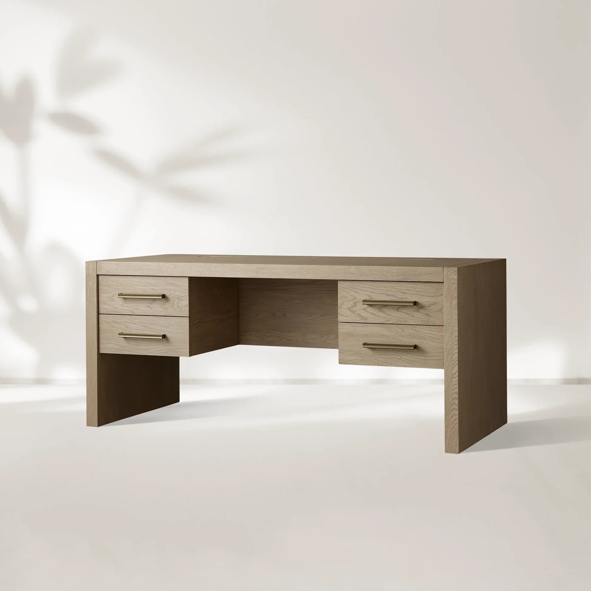 Bodhi Executive Desk Modern White Oak Office Desk With Storage Drawers