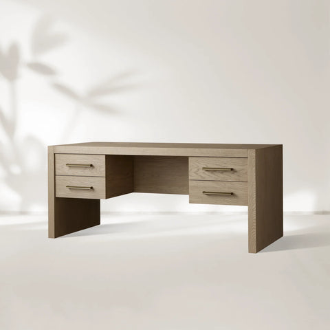 Bodhi Executive Desk Modern White Oak Office Desk With Storage Drawers
