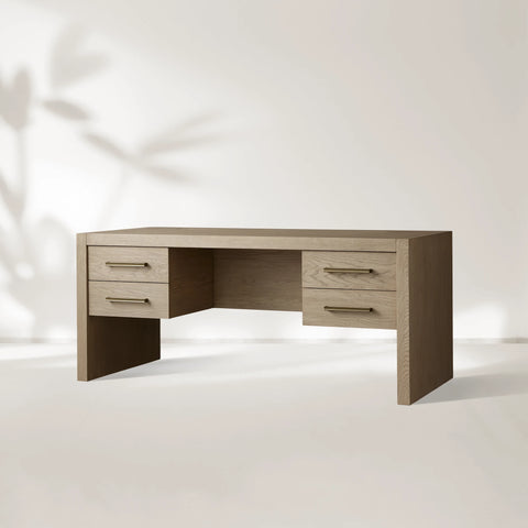 Bodhi Executive Desk Modern White Oak Office Desk With Storage Drawers