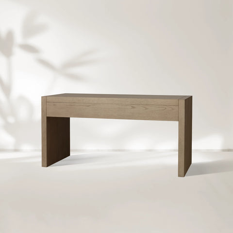 Bodhi Writing Desk Handcrafted From Solid White Oak With Brass Drawer Pulls